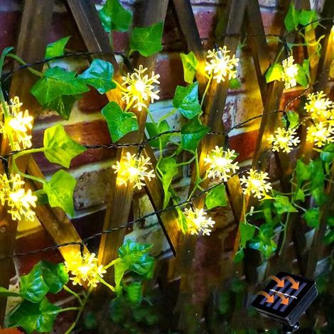 Guirlande lumineuse solaire d'extérieur flocon de neige, 8 modes, pour jardin, cour, mariage, fête, décoration (blanc chaud, 6,5 m, 30 lumières)
