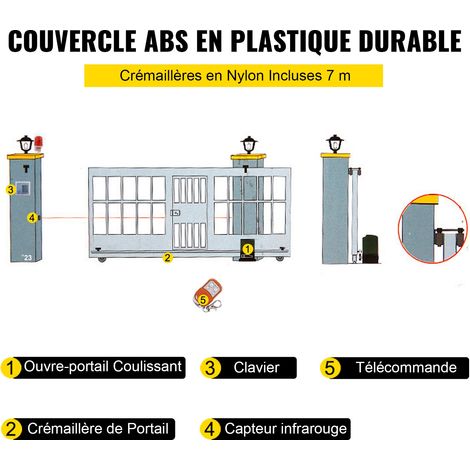 Ouvre-Porte Coulissant, 1800 kg, Ouvre Portail Automatique 7 m avec 4 Télécommandes et Contrôle APP, Moteur de Portail Électrique pour Allée Roulante, Kit Système Sécurité Opérateur de Portail (1/5)