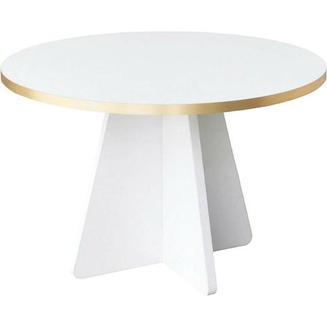 Dmora - Tavolino da salotto Armanda, Tavolo basso da caffè, Portariviste per divano, Ripiano da soggiorno, 60x60h40 cm, Oro e Bianco (1/5)