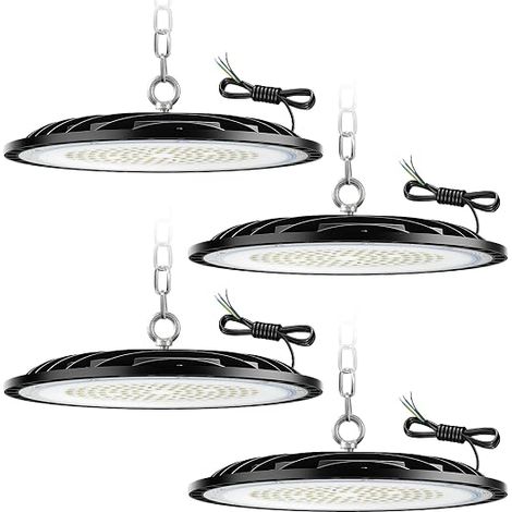 200W UFO LED High Bay Light, Indoor Spot Light 30000lm, 6000k Cool White UFO LED Workshop Light, IP65 Waterproof Industrial Lamp Factory, Garage, Warehouse High Bay Light (200W, 4 Pack) (1/5)