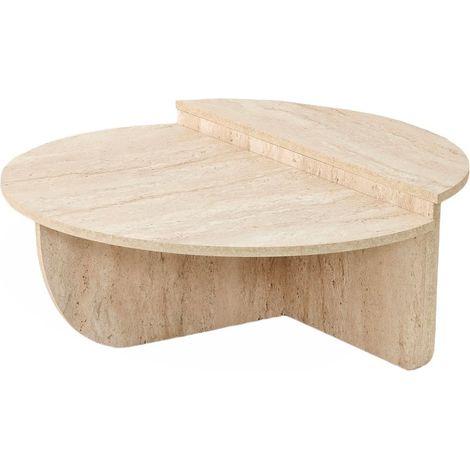 Table basse ronde 2 niveaux effet travertin (1/5)