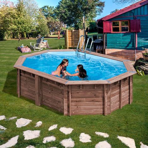 PISCINA GRE OVALADA DE MADERA SUMBAY 535 X 335 X 130 BAMBU (1/5)