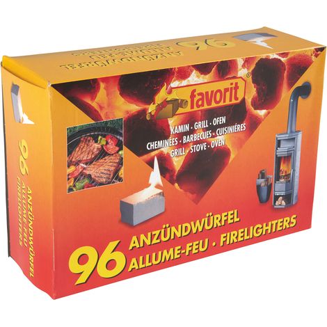 Favorit Anzündwürfel weiß, 96 Stück Grillanzünder & Holzkohle