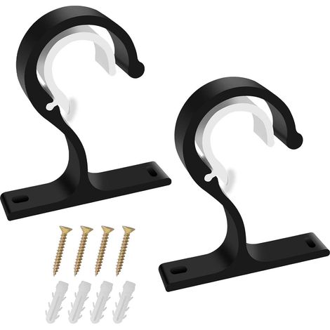 Soportes de montaje de techo ajustables de aleación de zinc de 2 piezas con tornillos para barras de cortina negras, ventanas y persianas. (1/4)