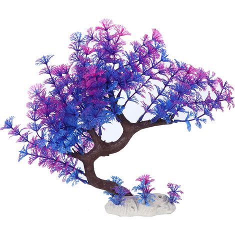 Plante Artificielle Aquarium - Arbre Courbé En Plastique Souple - Décor Paysager Pour Poissons - Accessoire Violet (1/5)