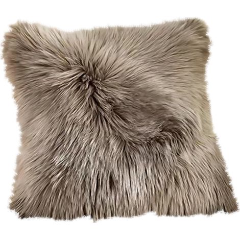 Lot de 2 housses de coussin décoratives douces, coussin décoratif, peau de mouton, peau d'agneau, fausse fourrure, coussin décoratif à poils longs, housse de coussin, imitation fourrure, coussin de ca (1/5)