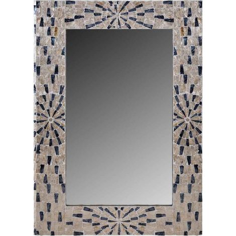 Espejo Rectangular de madera acabado en capiz negro 100x70x03