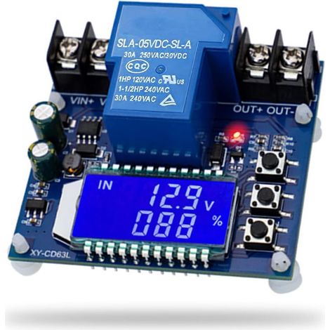 Contrôleur de batterie DC 6 V-60 V, arrêt basse tension protège 30 A, module de séparation basse tension avec écran LCD, protection contre les surcharges, moniteur de batterie pour batterie au lithium (1/5)
