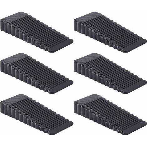 6 Stück Türstopper, Türkeile aus rutschfestem Gummi (Schwarz)