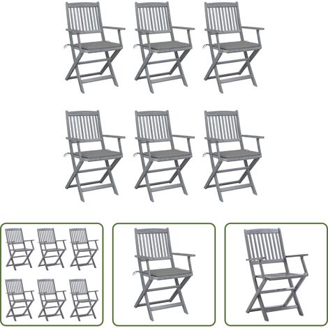 Akazienholz - Klappbare Gartenstühle 6 Stk. mit Sitzkissen Massivholz Akazie (1/5)