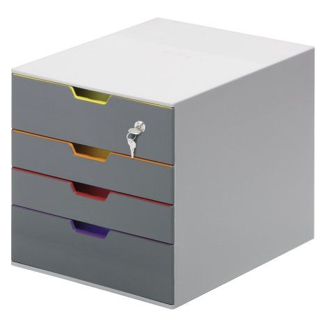 Module de classement Durable Varicolor® Safe 4 tiroirs avec fermeture à clé