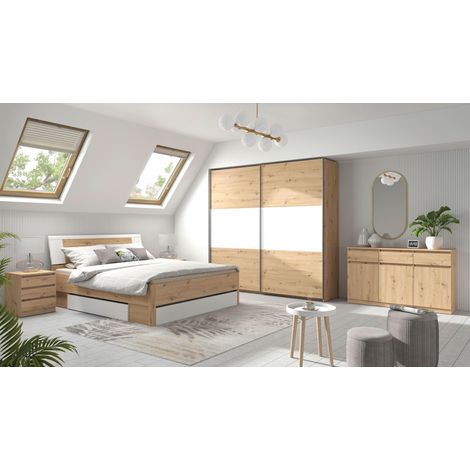 Mömax Schwebetürenschrank Saturn in Eiche Artisan/Weiß (1/5)