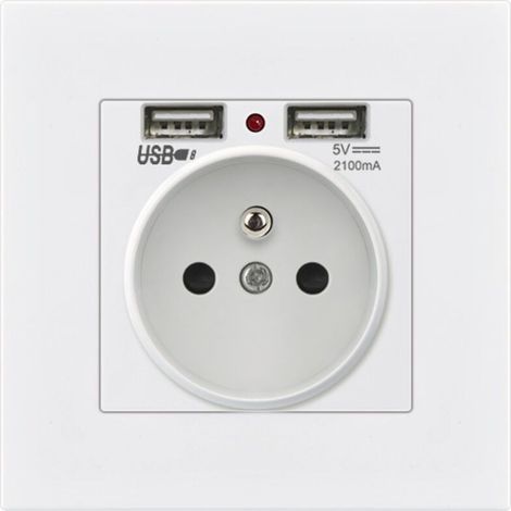 1 prise encastrable murale, double USB 5V/2100mA, 16A, montage 60 mm, pour maison bureau hôtel (1/5)