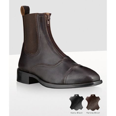 39, Schwarz: Reitstiefel Modell Venus aus weichem, glattem, vollnarbigem Kalbsleder mit Gummizug an der Seite und Reißverschluss vorne (1/3)