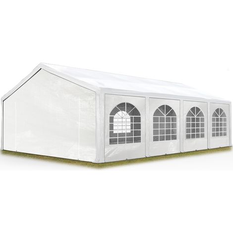 Excellent Marquee 5x8 m with strong PE 450 N tarpaulin Party Tent with fully galvanised & bolted steelframe white