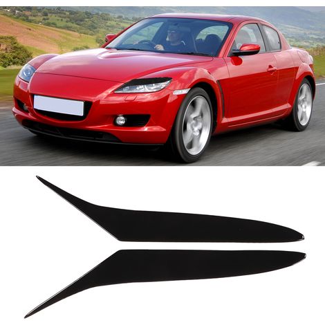 2 Pièces Cache-Phares Avant Noir Brillant pour Mazda RX8 2004-2008 - Accessoire de Décoration en Plastique Souple (1/5)