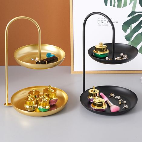 Obstschale aus Schmiedeeisen im nordischen Stil, kreative mehrstöckige Bonboniere für Wohnzimmer und Couchtisch, multifunktionales Aufbewahrungstablett, goldene Obstplatte. (1/5)