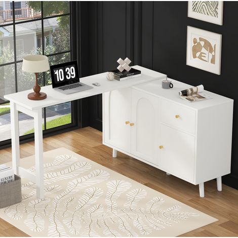 scrivania contenitore 120x40x74.5 bianca girevole OKMYHOME (1/5)