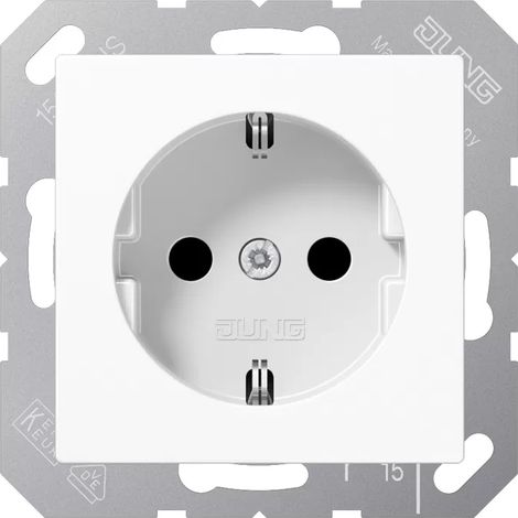 Jung SCHUKO Steckdose, 16 A 250 V , Thermoplast, Serie AS/A, alpinweiß A1520BFWW (1/2)