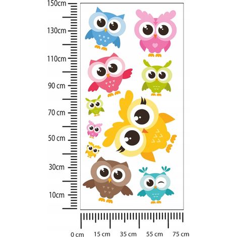 Adesivi per bambini Gufi colorati 75x150cm (1/2)