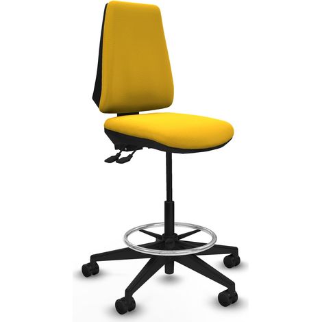 Taburete Elche AS similpiel amarillo base piramidal ruedas 65mm nailon