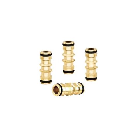 4 Raccords de Tuyau d'Arrosage en Laiton 1/2"" Mâle et Femelle, Connecteur Tuyau Arrosage, Embout Tuyau Arrosage, Compatible Raccord Gardena, Double Connecteur Rapide pour Jardin (Noir + Or)