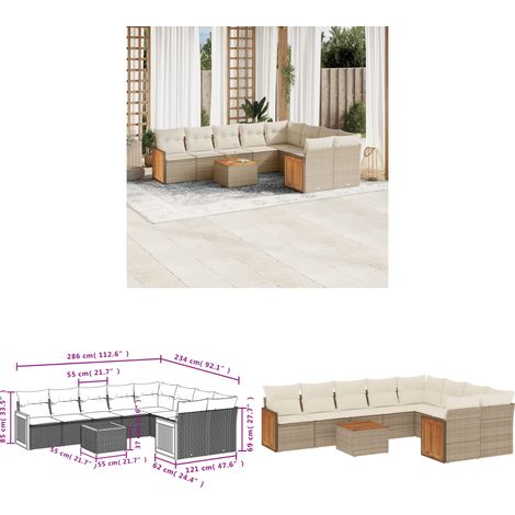 Salon de jardin avec coussins 10 pcs beige résine tressée - Ensemble Salon De Jardin - Meuble De Jardin - Jardin Extérieur - Mobilier De Jardin - Set Salon De Jardin - Home & Living (1/3)