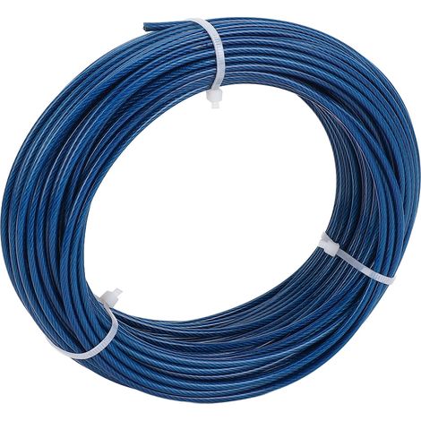 Kit complet tendeur câble acier inox 304 bleu gainé plastique 100ft 3mm treillis fil à linge extérieur plante clôture (1/5)