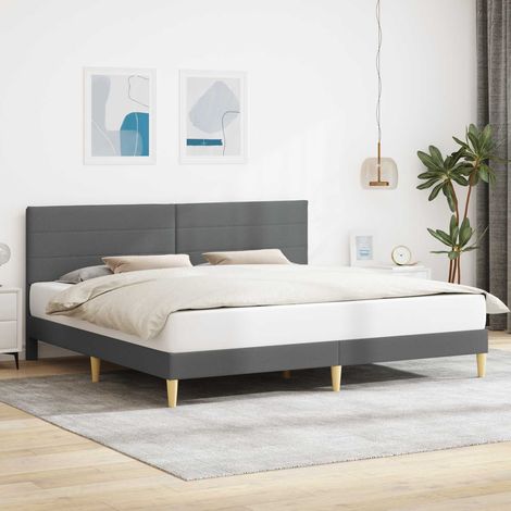 vidaXL Cadre de lit avec tête de lit Gris foncé 180 x 200 cm Tissu (1/5)