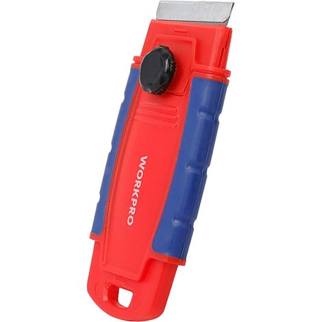 Leichter Schaber mit einziehbarer Klinge für einschneidige Klingen in Blau und Rot