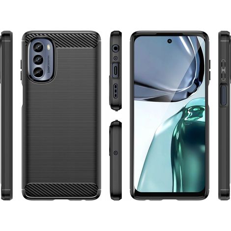 Funda de carbono para Motorola Moto G62 5G, funda flexible de silicona color negro. (1/5)