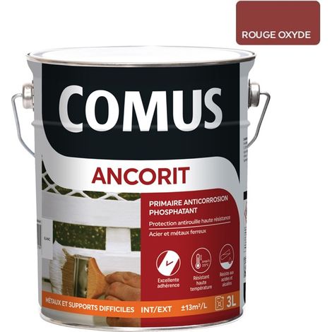 ANCORIT ROUGE OXYDE 3L - Primaire antirouille phosphatant pour supports ferreux - COMUS