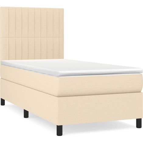 Maison Exclusive - Giroletto a Molle con Materasso Crema 80x200 cm inTessuto (1/5)