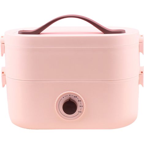Boîte à repas chauffante électrique 1,2L ABS, réchauffeur alimentaire portable avec compartiment, pour bureau, voiture, camion, école, maison - Rose (1/5)