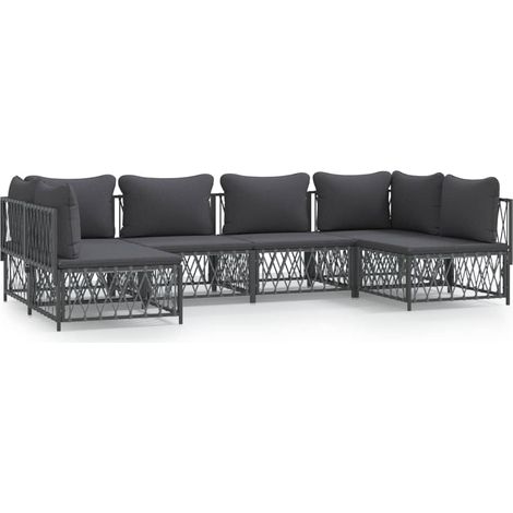 Maison Exclusive - Set Salotto da Giardino 6 pz con Cuscini in Acciaio Antracite (1/5)
