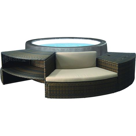 Netspa – Spa semi rigide rond 4/6 places – Ø 184 cm – Hauteur 73 cm – Double isolation réchauffeur – Panneau de contrôle verrouillable