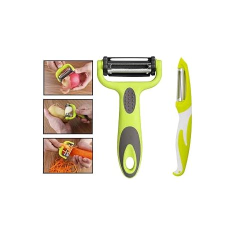 Pelador, 2 piezas Pelador de verduras, Pelador multifuncional, Pelador de verduras, Pelador de verduras, Pelador recto, Pelador de verduras para espaguetis, Pelador de verduras multifuncional (1/5)