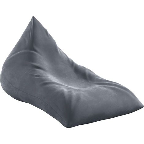 Pouf poire allongée en velours - Gris Graphite (1/3)