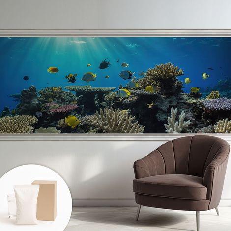 Papier peint intissé mural avec imprimé pour décoration pour salon pour chambre à coucher pour entrée Monde sous-marin 250x104 cm (1/5)