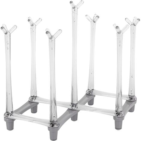 Égouttoir rétractable pour tasses, verres, mugs et gobelets, grille de séchage réglable pour plan de travail de cuisine, gris clair, support organiseur (1/5)