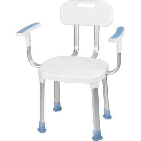 AUFUN Chaise de Douche Ergonomique Hauteur Réglable 41-54cm avec Accoudoirs et Dossier Amovibles- Tye D (1/5)