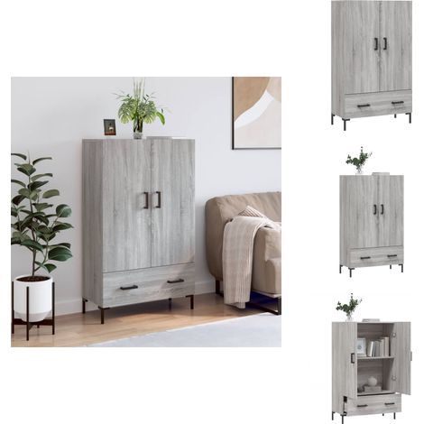 Highboard Grau Sonoma 69,5x31x115 cm Holzwerkstoff - Sideboard - Hochschrank - Wohnzimmermöbel - Grau - Modernes Design (1/5)