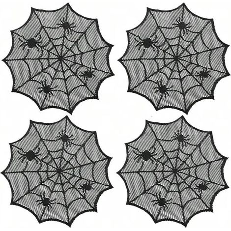Lot de 4 sets de table d'Halloween en toile d'araignée pour décoration de table d'Halloween (1/5)
