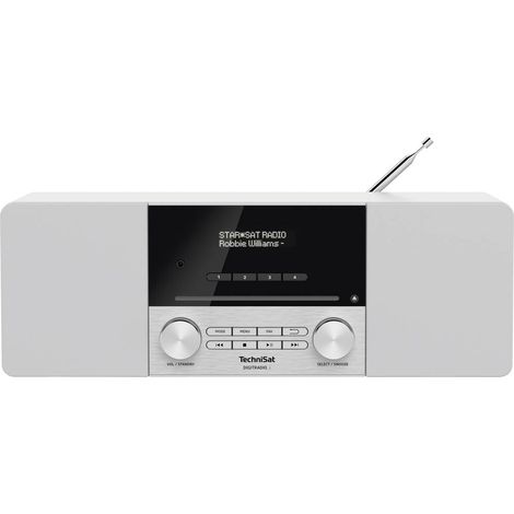 TechniSat DIGITRADIO 3 Radio de table DAB+, FM CD, USB, Bluetooth avec télécommande, fonction réveil, fonction de charge de la batterie blanc A848292