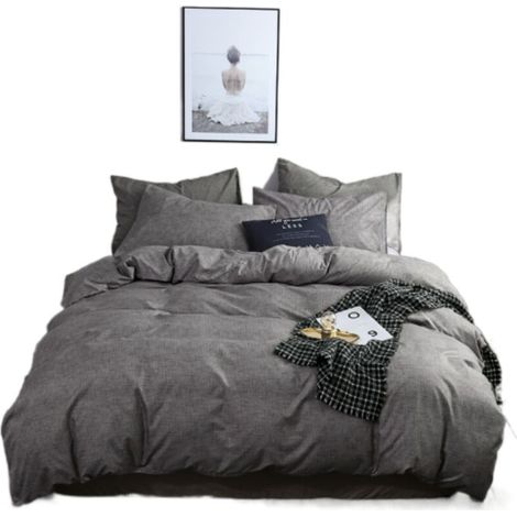 Ensemble housse de couette et taies, 2 pièces, coloris gris cacao, 135×200 cm + 2 taies