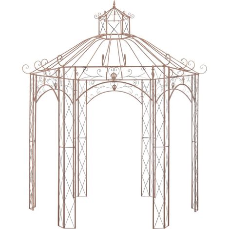 Tonnelle Barnum de Jardin, Pavillon, Pergola, Tente de jardin, Marron antique 3 m Fer OIB6143E (1/5)