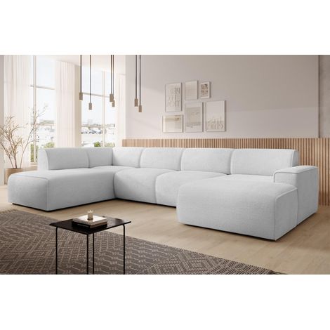 AX LIVING XXL Sofa U Form Didim Weiß 378ncm modern & großzügig L