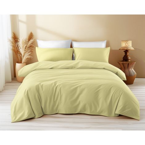 Copripiumino in Cotone Tinta Unita Giallo - Tempo di Dormire, 100% Puro Cotone, Morbido, Traspirante, Made in Italy Cm. 155X200