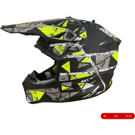 Motocross-/Enduro-Helm für Motorrad, ATV, Fahrrad – Größe M (51–52 cm), matt schwarz mit gelbem Design