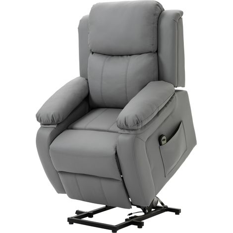 HOMCOM Poltrona Relax Elettrica Alzapersona e Reclinabile 160° Similpelle Grigia